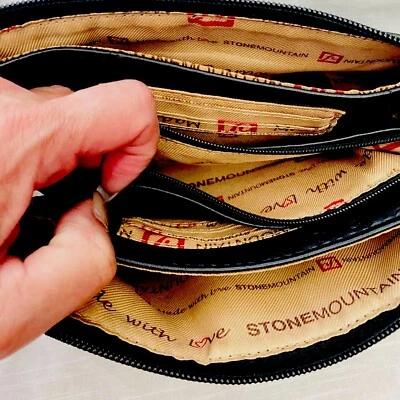 Stone Mountain Black Matte Leather 8.5" x 5" Crossbody Purse, 60"  Strap Drop - Image 1 of 4