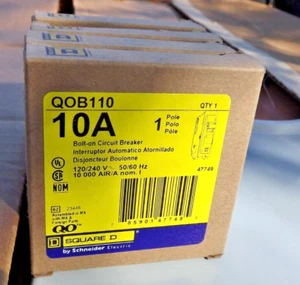 QOB110 - Square D Bolt-On 120V 10A 1 pole circuit breaker 10kA@120V - Picture 1 of 3