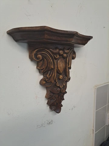 Antique Mahogany Bracket Clock Shelf Carved Gorbel Excellent Condition 29cm Long Cover