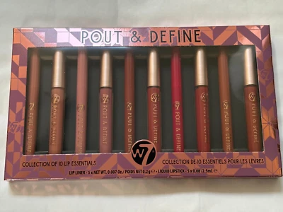W7 Pout & Define Collection Of 10 Lip Essentials Gift Set - Image 1 of 3