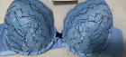 Brand New Ex M&S Lace Underwired Padded Plunge Bra 32C Blue