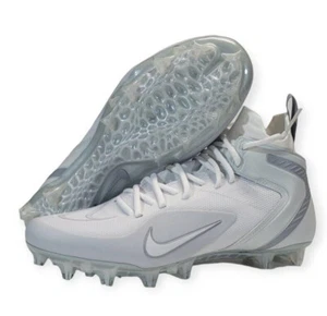 Nike Men's Alpha Huarache 8 Elite LAX Size 9.5 White Grey Cleats CW4440-110 - Picture 1 of 7