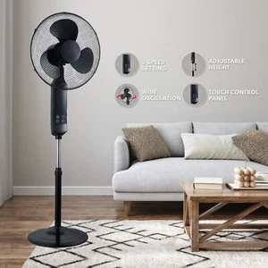 16" PEDESTAL OSCILLATING STANDING COOLING FAN COOL AIR REMOTE CONTROL WITH TIMER - Picture 1 of 4