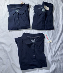 PACK OF 3 Cat & Jack Navy Blue Uniform Short Sleeve Polo Youth Girls (L) - Picture 1 of 6