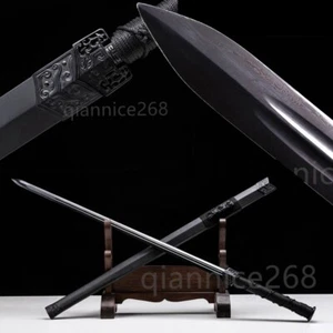 damascus folded steel black sharp blade chinese han sword all black parts - Picture 1 of 12