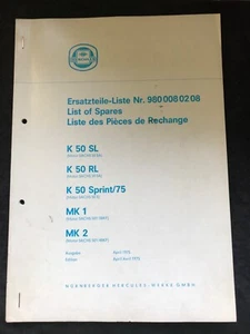 Lista ricambi Hercules K50 SL RL Sprint 75 MK1 MK 2 aprile 1975 - Foto 1 di 1
