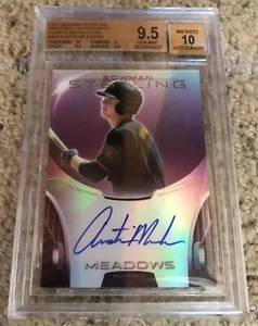 AUSTIN MEADOWS 2013 Bowman Sterling AUTO 4/10 Purple REFRACTOR BGS 9.5 /10 AUTO - Picture 1 of 3