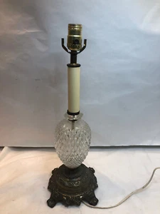 Vintage Table Lamp - Brass Crystal Pineapple Hollywood MCM 5619 - Picture 1 of 9