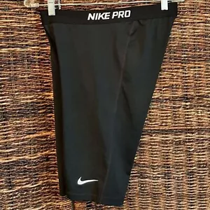 Nike Shorts Women's Large Black Pro Cool 11" Dri Fit Performance Base Layer Logo - Picture 1 of 7