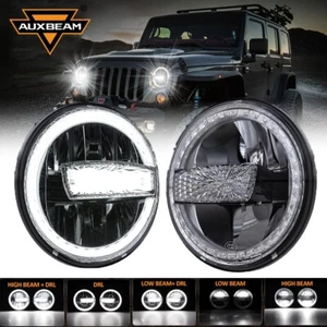 AUXBEAM Pair 7" inch Round LED Headlights Hi/Lo DRL For Suzuki Samurai 1986-1995 - Picture 1 of 12