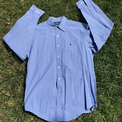 Polo Ralph Lauren Classic Fit Men Sz 15 1/2 34/35 Blue Button Down Dress Shirt  - Image 1 of 4