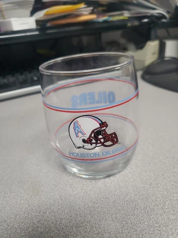 Vintage Houston Oilers 3.75 IN Glass Stemless Rocks Tumbler Shell Gas Promo 1993 Cover