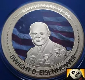 2015 Large Proof 70mm Dwight D. Eisenhower 70th Anniversary WWII Coin Medal - Picture 1 of 4