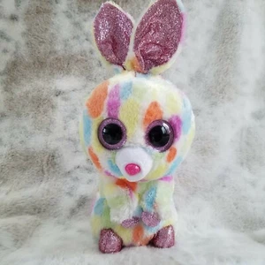 Beanie Boos Ty Silk Bunny Bloomy 12" 2018 arcobaleno maculato glitter PASQUA - Foto 1 di 10