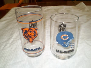Set of 2 Vintage Libbey / Mobil Gas Glass Chicago Bears Drink Tumblers - Picture 1 of 2