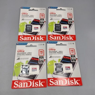 4x SanDisk Ultra 16GB Class 10 microSDHC UHS-1 Flash Card Adapter 98MB/s A1 - Image 1 of 4