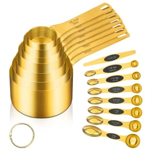 15 Stck. Gold Magnetische Messlöffel und Tassen Set, Edelstahl 8 Doppelseitige... - Bild 1 von 7