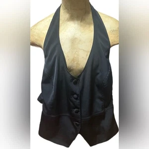 Lane Bryant Women’s Black Halter Vest 1X Plus Button Front Adjustable Back NWT - Picture 1 of 6