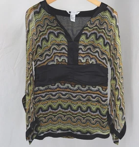 Blusa vintage Carole Little 100 % seda estampada para mujer talla mediana forrada - Imagen 1 de 7