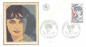 Envelope FDC Silk FRANCE ANNA DE NOAILLES 1976 - Picture 1 of 2