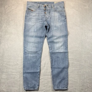 Diesel Mharky Jeans Men 33x31 Light Wash Slim Skinny Loose Button Fly Italy - Picture 1 of 14