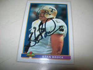 Bowman Stan Brock 1991 autógrafo firmado automático #341 New Orleans Saints - Imagen 1 de 2