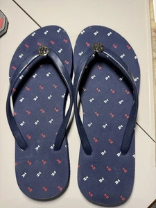 Tommy Hilfiger blue logo flip flops Size 7M - Picture 1 of 3
