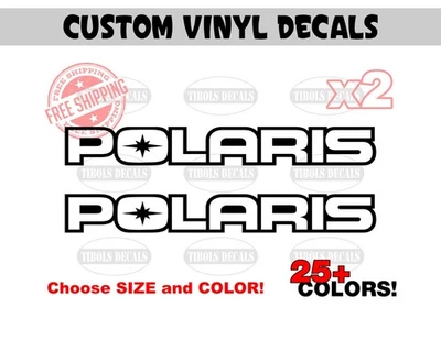 2x POLARIS Outline Decals Polaris Stickers ATV UTV Side by Side RZR Snowmobile - Image 1 of 4