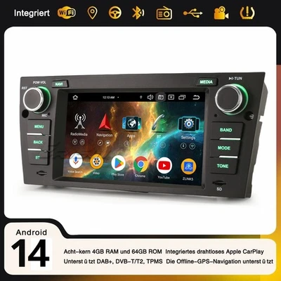 4+64GB 8-Kern Android 14 DAB+ Autoradio BMW E90 E91 E92 E93 M3 CarPlay Navi OBD2 - Bild 1 von 4