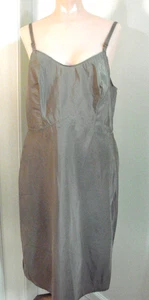 VTG 50s 60s Full Slip L B38 Brown Taupe Dacron Nylon Metal Sliders on Straps - Picture 1 of 11