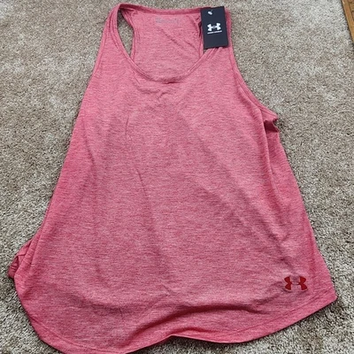 Camiseta sin mangas Under Armour Heatgear espalda deportiva rosa coral talla L atlética nueva con etiquetas Foto 1 de 4