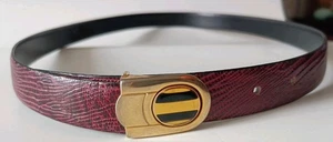 Vintage Herren Leder Gürtel Gr. 36 Weinrot Made In HaitI Messing Markenlos Schlangenleder - Bild 1 von 7