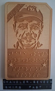 #JB0080 BABE RUTH Yankees Very Rare Gypsy Oak BRAILLE Wood Baseball Card - Picture 1 of 1