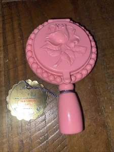 Vintage Rose Embossed Trio-ette Compact Pink French Celluloid Vanity - Bild 1 von 8