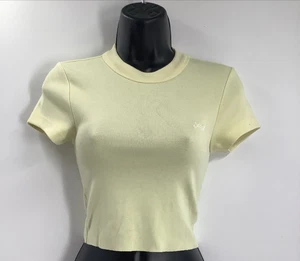 Kith Women's Mulberry II Yellow Cropped Ribbed Crew Neck Tee Top Size XS - Picture 1 of 13