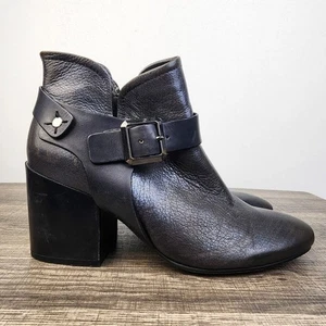 Naked Feet Leilanik Metallic grau klobiger Absatz Stiefeletten Größe 8,5 Motorrad Herbst - Bild 1 von 6