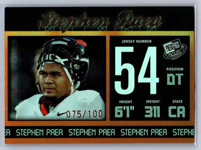 Stephen Paea 2011 Press Pass #34 Reflectors Gold /100 - Image 1 of 2