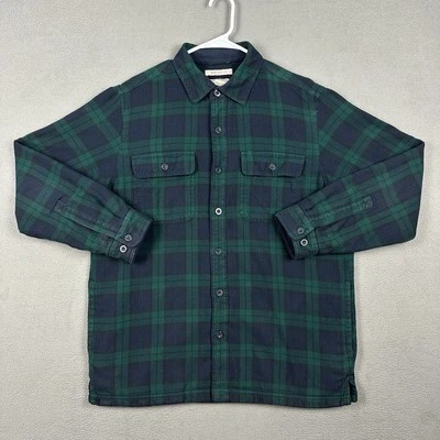 Camisa LL Bean Para Hombres Mediana Negra Reloj Tartán Cuadros Forrada de Vellón Franela Chamarra Foto 1 de 4