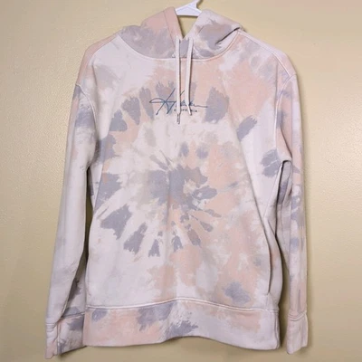 Sudadera con capucha Hollister Must Have XS para mujer con bolsillos Tie Dye look rosa gris blanco Foto 1 de 4