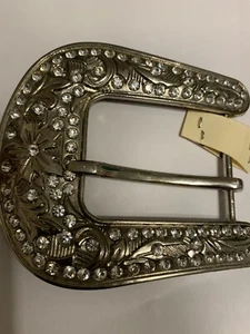 Silver Tone Fancy Flora Western Bling Belt Buckle - Picture 1 of 4