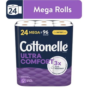 Cottonelle Ultra Comfort Toilet Paper, 24 Mega Rolls