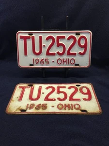 Par de placas originales vintage del condado de Medina 1965 Ohio TU 2529 Hot Rod - Imagen 1 de 11