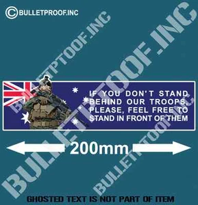 STAND IN FRONT OF OUR TROOPS DECAL STICKER PATRIOTIC AUSTRALIANA DECALS STICKERS - Bild 1 von 1