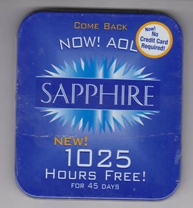 AOL America Online Windows Blue Sapphire DVD tin still sealed never used  - Picture 1 of 1