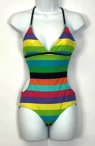 ESPRIT Damen kleiner Einteiler Badeanzug Spandex Streifen Farbblock - Bild 1 von 11