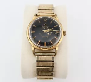 Mid Century Zodiac 10K Gold Filled Autographic Mens Flex Band Wrist Watch Runs - Picture 1 of 5