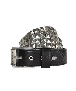 Vegan Triple Studded Belt Black and Silver - Lowlife - Picture 1 of 7