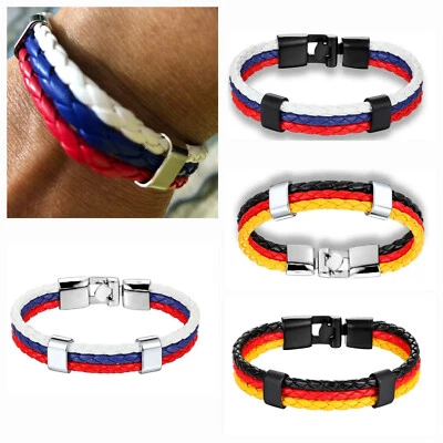 ✅ Geflochtenes Armband,Fanartikel Armband Länder,Deutschland | Russland ✅ - Bild 1 von 2