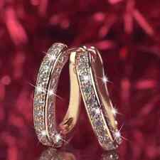 Rhinestone Hoop Earrings Elegant Style Zinc Alloy Jewellery 2 colours *(B9)