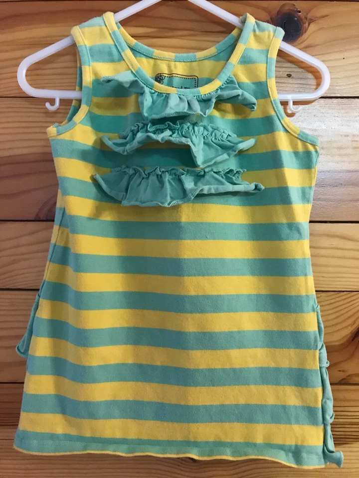 Camisa Top Mostaza Pie Elizabeth Niñas Verde y Amarillo Rayas Sin Mangas Talla 4T Foto 1 de 2